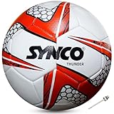 Synco Thunder Fußball – Größe 5 Trainings- & Spielball 3-lagiges PVC, vernäht 32 Panel Ball für Rasen & Kunstrasen geeignet 1008