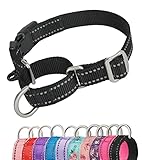 YUDOTE Reflektierende Martingale Hundehalsbänder,ausbruchsicheres Anti-Zug-Trainingshalsband mit Sicherheits-Schnellverschluss für schmale Kopfhunde erleichtern das Gehen,Klein,Schwarz