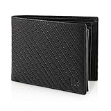 KRONIFY Atlas Herren Geldbeutel aus Leder mit RFID Schutz I Echtleder Portmonee mit Münzfach I Geldbörse für Männer in Carbon mit Geschenk Box
