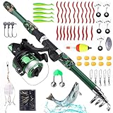 Angelset für Kinder: Angelrute Set Kinder mit Angelrolle und Köder Set, Angelset Kinder, Kohlefaser Teleskop Angelrute 1.8m und Angelschnurrolle, Kinderangel Starter Set, Angel Zubehör für Kinder