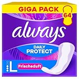 Always Daily Protect Slipeinlagen Damen Long (64 Binden), Gigapack, mit frischem Duft, passend für alle Slipformen, atmungsaktiv, flexibel