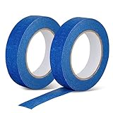 JOYSAL Malerkrepp 2 Rollen Blau(25 mm x 50 m), Malerband Wasserdicht, Abklebeband zum Lackieren, Kreppband für Malerarbeiten und Renovierungen