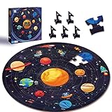 TAOZI&LIZHI Sonnensystem-Bodenpuzzle für Kinder im Alter von 3–5, 4–8 Jahren, großes 48-teiliges rundes Weltraum-Planeten-Puzzlespielzeug, pädagogisches Lern-Geburtstagsgeschenk