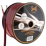 SeKi Lautsprecherkabel Rot/Schwarz 2x 0,75mm² – 100 Meter Spule | CCA-Kupfer Boxenkabel für klaren Sound bei HiFi, Heimkino und Car-HiFi mit Polaritätskennzeichnung
