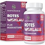 Rotes Weinlaub Extrakt– 60 vegane, hochdosierte Rotes Weinlaub Kapseln mit Rosskastanie Extrakt (1 Bottle)