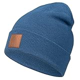 Occulto Leatherpatch Winter Mütze Beanie (Navy)