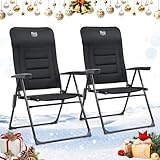 TIMBER RIDGE 2er Gartenstuhl Hochlehner Verstellbar 7-Fach Alu Klappstuhl gepolstert 150kg mit Armlehnen und Kopfstütze Atmungsaktiv klappbar Campingstuhl Balkonstuhl Klappsessel Garten Terrasse