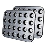 Tebery 2 Stück 24 Mini Muffin Backblech Antihaft Wärmeleitung 38,5 x 26 cm