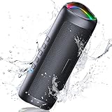 UOHHBOE Bluetooth Lautsprecher Kabellos 5.3 Tragbarer Musikbox mit TWS Stereo RGB Lichter 24 Stunden Laufzeit 30 Meter Reichweite Freisprechfunktion IPX5 Wasserdicht