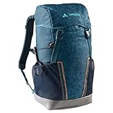 VAUDE Kinderrucksack Jungen & Mädchen Puck petrol, komfortabler Wanderrucksack Kinder 14L, Wetterfester Schulrucksack mit Regenhülle & Lupe, viel Stauraum