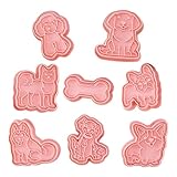gvivej 8 Stück Ausstechform Hund Set - 3D Plätzchenausstecher - Keksausstecher - Keksstempel - für Kekse, Schokolade, Fondant, Kuchendekoration