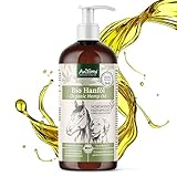 AniForte kaltgepresstes Bio Hanföl für Hunde & Pferde 1 Liter - 100% reines Barf Öl als Zusatz, Premium Hanföl, Naturprodukt ohne Zusätze