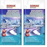 SONAX KlarSicht MicrofaserTuch (1 Stück) fusselfreies Antibeschlag-Tuch schützt vor Beschlagen der Scheibe und sorgt für eine klare Sicht, Art-Nr. 04212000, Blau (Packung mit 2)