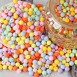 HERZONE 10mm matte perlen in bunt ca.400pcs Bunte Perlen zum Auffädeln Bastelperlen für DIY Armbänder, Schmuckherstellung, Halsketten (bunt-10mm)