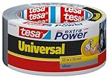 tesa extra Power Universal Gewebeband - Gewebeverstärktes Ductape zum Reparieren, Befestigen, Bündeln, Verstärken oder Abdichten - 25m x 50mm - Grau