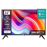 Hisense 32E4KT (32 Zoll) Fernseher, HD Ready - Smart TV, Triple Tuner DVB-T2 / T/C / S2 / S, Works with Alexa, WiFi, Game Mode, Hotel Mode, Schwarz [2023 ], Betriebsystem VIDAA U