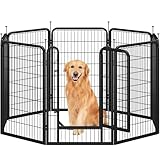 Yaheetech Welpenlaufstall Welpengitter 8-teilig 100cm, Einteilige Verriegelung, Verbindungsstangen mit rundem Kopf, Faltbare Freilaufgehege für Hunde Wohnung und Garten, Aufbau werkzeugfrei