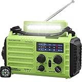 AM/FM/SW Baustellenradio Kurbelradio, Tragbares 5-Wege Wetter Solar Radio,Dynamo Handkurbel,Power Bank,LED Camping Licht,SOS-Alarm,Kompass,USB-Anschluss zum Aufladen des Mobiltelefons im Notfall