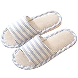 AioTio Bequemer Beiläufiger Baumwollflachs-Pantoffel Der Frauen Und Der Männer Innengebrauch(40/41 EU,hellblau)