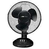 Clatronic® Ventilator mit Schwenkfunktion | Ventilator leise 2 Stufen | Ø 23 cm | Tischventilator 30W | Fan | Tischventilator sehr leise | VL 3601 schwarz