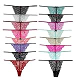 COLOROSES 6er-Pack Spitzen-Tangas für Damen mit G-String, Keine sichtbaren-Höschen, sexy Unterwäsche, Verschiedene Spitzenmuster und Farben, Größe S