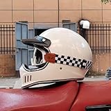 Retro Motorrad Integralhelme, Mit Schutzbrille Motorradhelm, Motorrad Lokomotive Helme, DOT/ECE-Zulassung Motorrad Halbhelme, Herren Damen Offener Helm Für ATV UTV ,XXL=(63-64cm),BB