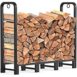 Kaminholzregal Aussen, 1,2 M Langer Brennholzhalter, Robust for den Innen- und Außenbereich, Verstellbarer Kamin-Metall-Holzstapel-Aufbewahrungsstapel-Organizer, Holz Aufbewahrung