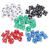 Yourandoll 50 STÜCKE Polyedrische Würfel D10 Würfel Dice Spielwürfel for DND RPG Tischspiele (Farbe 1)