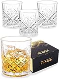Praknu Whisky Gläser 4er Set mit Geschenkbox - Edles Kristallglas 300ml - Whiskey Glas zum Verschenken