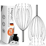 DUPORE 2x Kopfmassage Spinne mit 28 Finger - Premium Kopfmassagegerät - wohltuender Kopfkrauler - Kopf Massagespinne für Entspannung - Kopfmassagestab - Kopfkratzer - Head Massager Spider