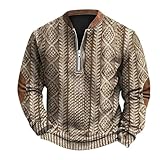 Sizoer Herren Pullover Vintage Strick Pulli Cowboys Sweater mit Retro Print Lockere Sweatshirts Winddicht Tshirt Streetwear Langarmshirt Baggy Strickpullover Fleece Winterpulli