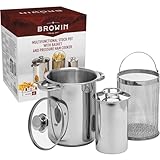 BROWIN® Rostfreier Set Schinkenkocher 313515 + Spargeltopf | Schinkernpresse und Pastatopf mit Siebeinsatz | Schinkenform für gesundes hausgemachtes Fleisch | 1,5kg |