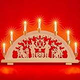 Sikora LB33-7 klassicher Holz Schwibbogen beleuchteter Lichterbogen mit 7 Kerzen Deko Weihnachten Motiv Bergmann Deko Weihnachten Breite ca. 59 cm