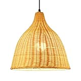 HCIPJQY Moderne Hängeleuchte aus Bambus für Kücheninsel, Esszimmerlampe, kreativer Lampenschirm aus Rattan, Hängeleuchte, einfach zu installieren, für Wohnzimmer, 55 cm