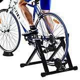 GOPLUS Rollentrainer für Fahrrad, Fahrradtrainer für 26-28 Zoll, Heimtrainer Klappbar, bis zu 100 Kg Belastbar, aus Stahl, inkl. Vorderradstütze, ohne Magnet-Widerstand