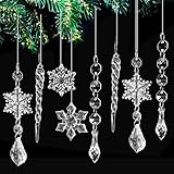 40 Stück Acryl Schneeflocke Eiszapfen Deko Weihnachtsbaumschmuck Glas Weihnachtsbaum Kristall Dekorationen Christbaumschmuck Schneeflocken Deko Baumschmuck Eiskristalle Deko