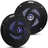 Pyle Marine PLMRS63BL Lautsprecher, wasserdicht, 16,5 cm, flaches Design, Wakeboard-Turm, wetterfest, für den Außenbereich, mit LED-Lichtern und 240 Watt Leistung, 1 Paar in Schwarz