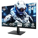 TuTu 24 Zoll Monitor Full HD VA Panel Randlos 75HZ Eye Care (1920 x 1080, VGA HDMI VESA 75 x 75mm) Flimmerfrei Blaulichtfilter Niedriger Stromverbrauch Monitor für PC Büro Schwarz