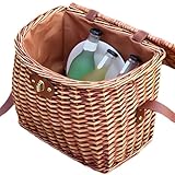 Korb Weiden - Korb Mit Tragegurt - Outdoor Picknickkorb Für Garten Camping Zuhause Obst Brot Bücher