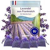 LAVENS | 15 Lavendelsäckchen je 8g | Französische Provence | 120g | Mottenschutz für Kleiderschrank, Getrockneter Lavendel, Duftsäckchen, Auto Duft, Raumduft, Lavendelduft, Lavendelbeutel