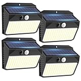 SIGRILL Solarlampen für Außen mit Bewegungsmelder 4 Stück Solarleuchten für Außen 150LED Solar Aussenleuchte 3 Modi Solar Wandleuchte Aussen IP65 Solarlicht Solarlampe für Garten, Stufen, Garage