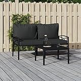 XINCXIN Gartenstühle, terassenmöbel außen Garden Furniture Balkon Couch korbsessel Outdoor Geeignet für patios Yard Garden Balconies mit Grauen Kissen 2 STK. 62x75x79 cm Stahl