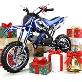 Generisch 49cc 2Takt Dirt Cross Pocket Midi Enduro Dirtbike Enduro Motocrossbike Motocross Motorrad Cross 60cm Sitzhöhe 10 Zoll Vorderrad Motor Pocketbike (Viele Farben,49ccm 2T) (Blue)