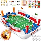 LumenVela Tischkicker, 55 × 31 Kickertisch Kinder Mini Tischfussball Kinder Interaktive Tischfußball mit 6 Fussball, Handpunktezähler, Aufkleber, Fußball Spieltisch für 4 5 6 7 8 9 10 Jahre