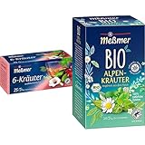 Bundle aus Meßmer 6-Kräuter-Mischung + Meßmer Bio Alpenkräuter | 55 Teebeutel | Vegan | Glutenfrei | Laktosefrei