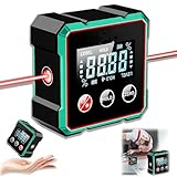 Magnetic Digital Angle Finder with Electronic Laser, Rechargeable Angle Meter 4-side Strong Magnetic Level Box, Woodworking Measuring Tool with LCD Display, Digital Level (With Laser)