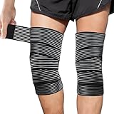 WinHoliLux 2 Stück Oberschenkel Bandage, 200cm Klettband Hohe Elastizität Compression Bandage Kniebandage Damen Und MäNner, Schwarz Elastische Binde Schützt Die Muskeln, Geeignet für Sport