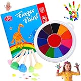 Fingerabdruck Set, Fingerfarben Kinder Ungiftig, Book Waschbar Fingermalfarben, Painting Geschenk Fingerstempel Gelten Für Kunstprojekte Bastelarbeiten Kartenherstellung DIY Projekte Dekoration