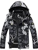 GEMYSE Herren Wasserdichte Berg-Skijacke Winddichte Fleece Outdoor-Winterjacke mit Kapuze (Camouglage 01,XL)