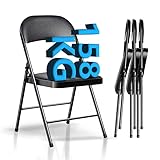 Asdsed Klappstühle 4er Set, Klappstuhl Gepolstert bis 158KG Tragfähigkeit, Klappstühle Metall mit Starker Stahlrahmen, Klappsessel für Küche, Esszimmer, Innen- und Außen